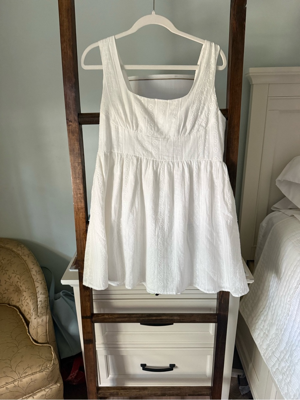 Cider White Sleeveless Dress with Label Detail